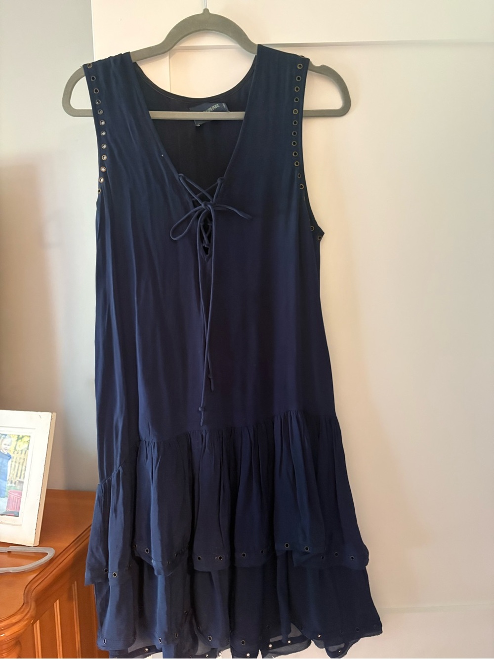 Zadig & Voltaire Navy Sleeveless Lace-Up Ruffle Mini Dress